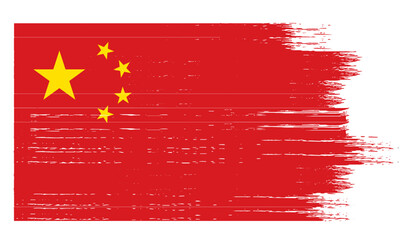 China flag with brush paint textured  on  white background