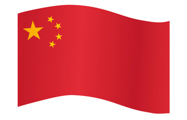 China flag flying on white background