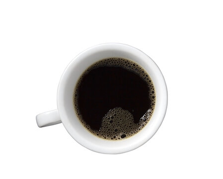 Black coffee in white coffee cup on transparent background. - Powered by Adobe