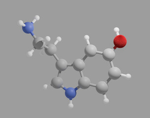 Serotonin molecule, illustration, 3d