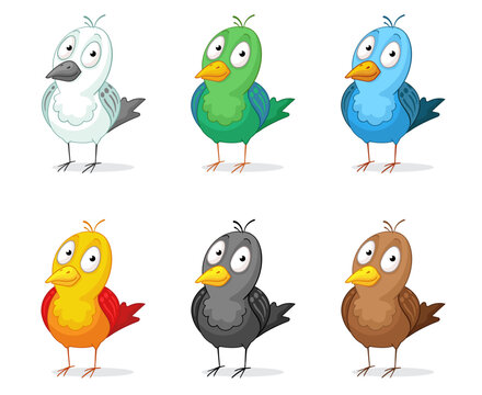 Colorful birds in cartoon style.