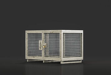 Industrial or military wire locker, lattice animal cage , 3d rendering