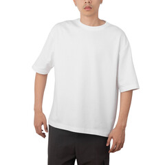 Man in white oversize t-shirt mockup, Design template.