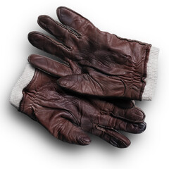 Old brown worn vintage leather gloves