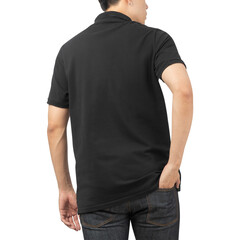 Man in black Polo t-shirt mockup, Design template.