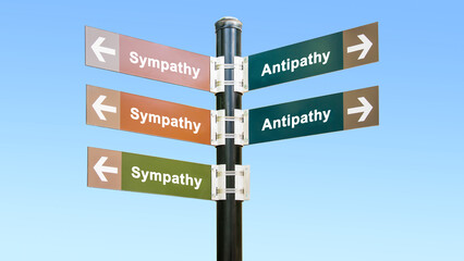Fototapeta premium Street Sign to Sympathy versus Antipathy