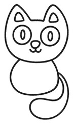 Halloween black cat  flat line icon.