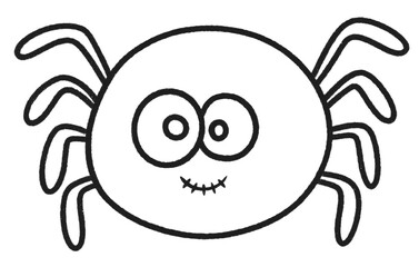 Happy halloween black spider line icon.