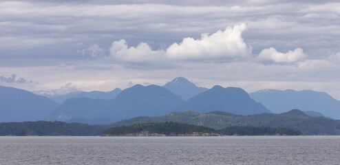 Howe Sound, Islands and Canadian Mountain Landscape Background. Taken near West Vancouver, British Columbia, Canada.