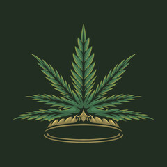 marijuana king crown green vector illustration