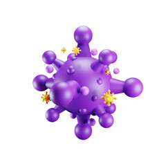 3D Rendering of Purple Virus Icon Illustration