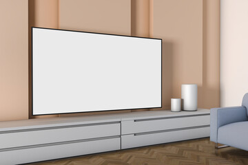 Tv mockup inside a dining room