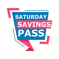 Sticker Saturday Savings Pass, vector illustration