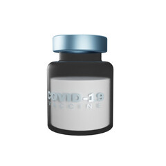 glass vaccine bottle on white background. Scene for health or medical background. 3D render.