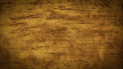 Old brown rustic scratched dark grunge wooden timber wall or floor or table texture - wood background banner.