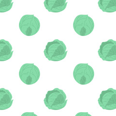 Seamless pattern of cabbage. Repeating background with green vegetables