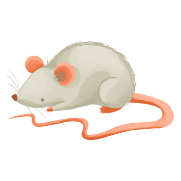 Watercolor Mouse, Hand painted Animal decoration clipart.