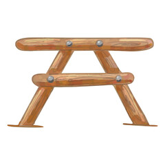 Hand Painted Watercolor Wooden Table Illustration.