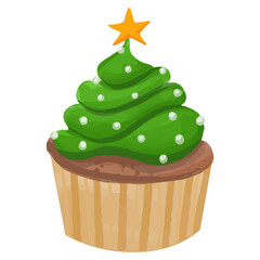 Watercolor Cupcake, Hand painted Christmas decoration.