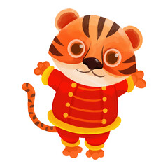 Fototapeta premium Watercolor Tiger, Hand painted Happy New year 2022.