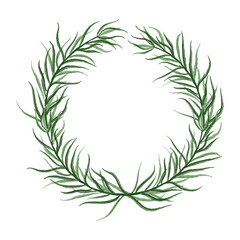 Watercolor Leaf Frame, Green leaves clipart.