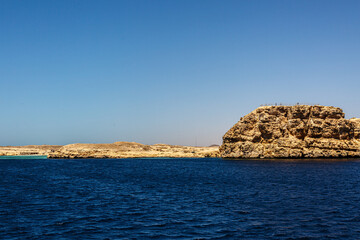 Fototapeta na wymiar View to the shore near Sharm el Sheikh from the Red sea