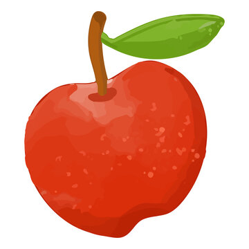 Watercolor Apple, Hand painted decoration clipart.