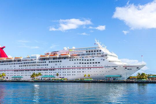 NASSAU, BAHAMAS - SEPTEMBER 7, 2014: Carnival fantasy cruise ship in the Bahamas on September 7, 2014