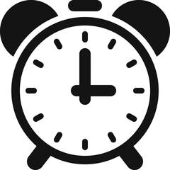Alarm clock icon. Black deadline symbol. Reminder sign