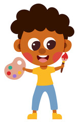 boy with palette and brush character cartoon icon