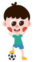 Boy soccer player character cartoon icon