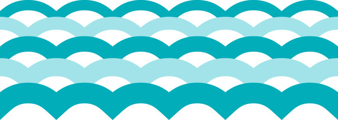 Stylized water waves. Blue ocean shape pattern