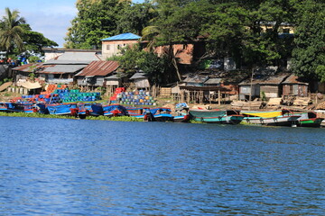 Many tourist boats on  kaptai lake, Rangamati Bangladesh.