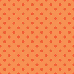 Vector seamless pattern with orange polka print. Vector background with orange dots.