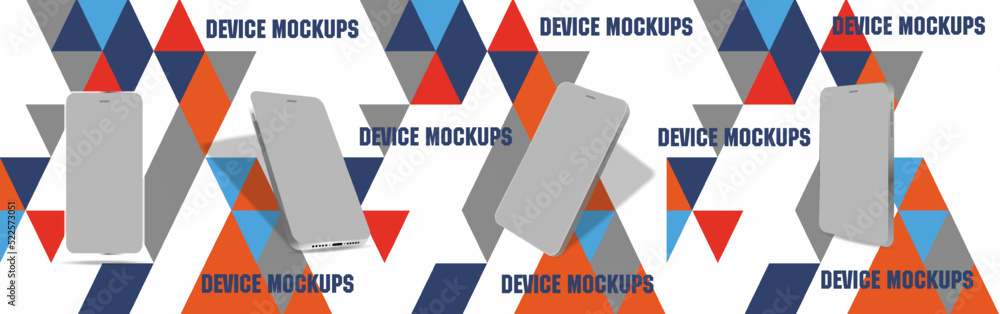 Aufkleber 3d mockup of realistic smartphone with blank screen from different angles. smartphone presentation w