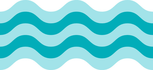 Ocean waves. Blue stylized water. Horizontal pattern