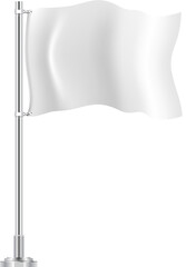White flag on wind. Realistic textile waving mockup