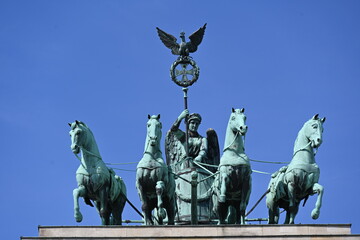 Fototapeta premium The Quadriga on the Brandeburg Gate in Berlin, Germany