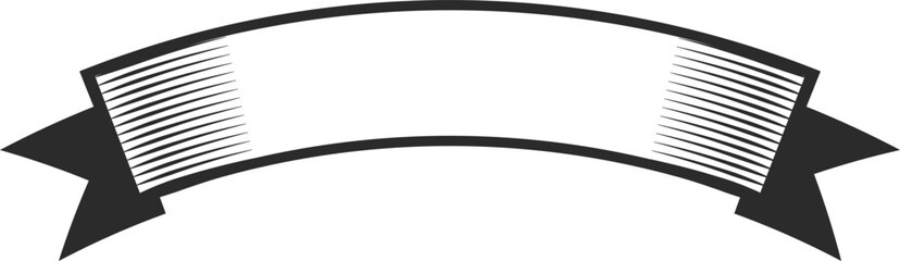 Blank ribbon flag. Black banner. Retro emblem template