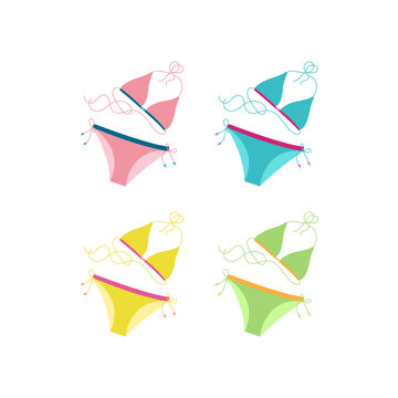 Women's swimwear isolated on white background.  Swimsuit or bikini top and bottom. Vector illustration.