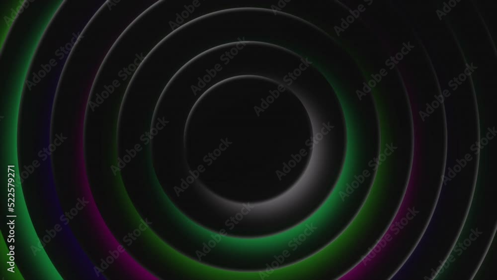 Poster abstract visualization of the sound equalizer app interface. motion. spinning radial rings backgroun