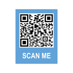 Scan me phone tag. Qrcode for mobile app. Isolated illustration on a white background. Cartoon style Vector illustration
