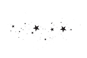 Stars on a white background. Black star shooting with an elegant star.Meteoroid, comet, asteroid, stars.