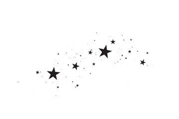 Stars on a white background. Black star shooting with an elegant star.Meteoroid, comet, asteroid, stars.