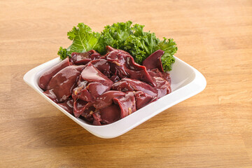 Raw chicken liver in the bowl