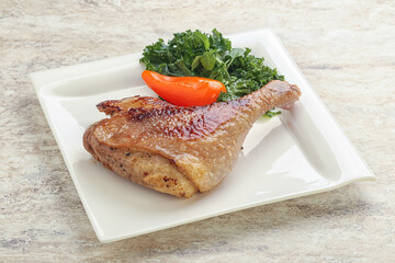 Roasted duck leg with orange sauce