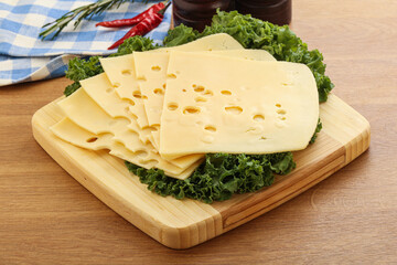 Sliced maasdam cheese for breakfast