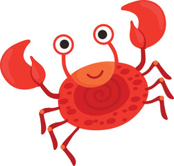 Dancing crab character. Funny cartoon underwater animal - obrazy, fototapety, plakaty