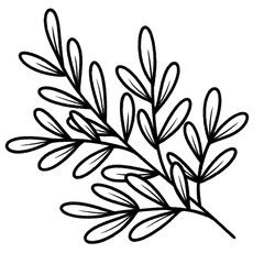 line art tropical leaves.