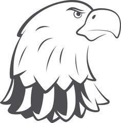 Retro bird head. Power mascot. Black logo